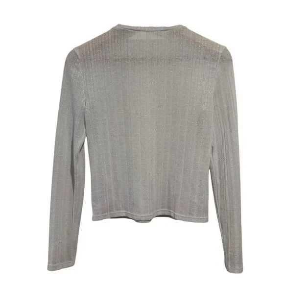 Reformation Sheer Pointelle Crop Top White Long Sleeve Size M - Picture 2 of 6